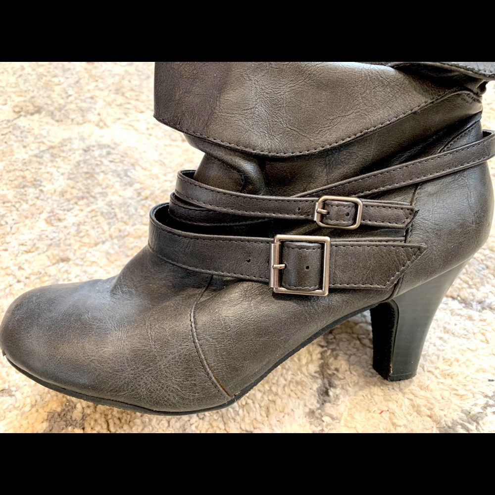 Gray Booties with Strap & Buckle Style Women’s 10